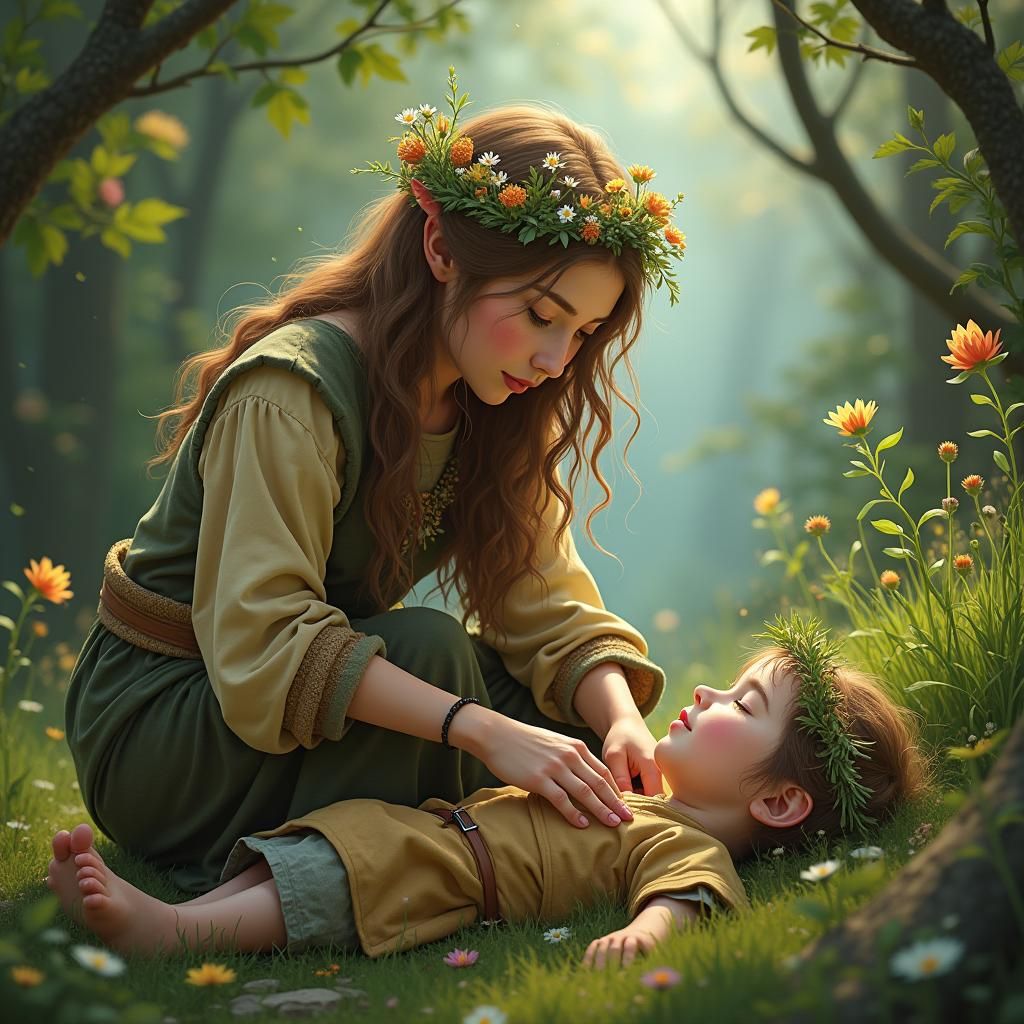 Halfling Druid Folk Hero in Dreamlike Style