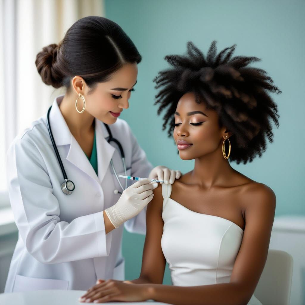 Doctor Gives Flu Shot To Woman With Afro