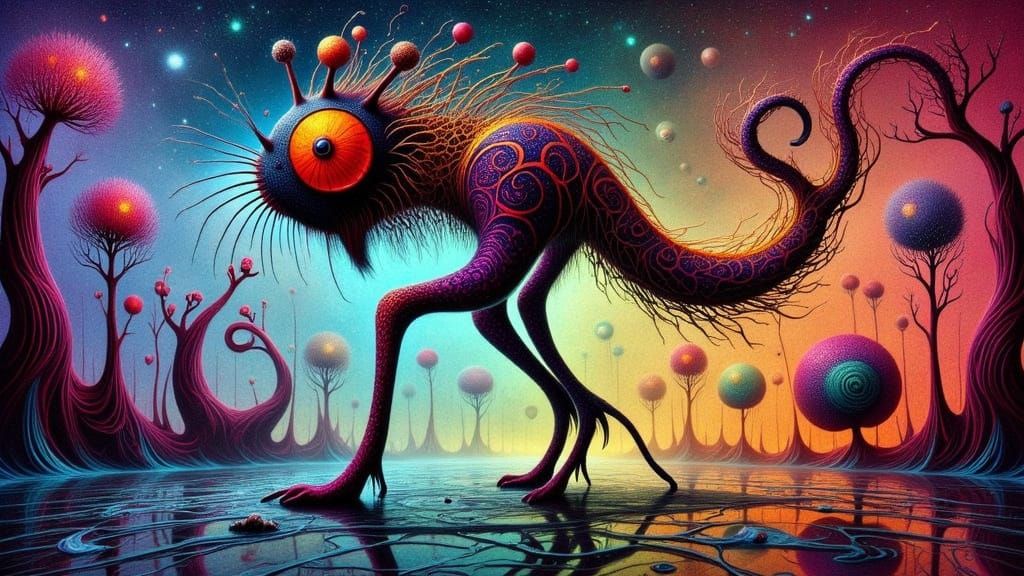 Fantastical Creatures in Psychedelic Alcohol Ink Dance