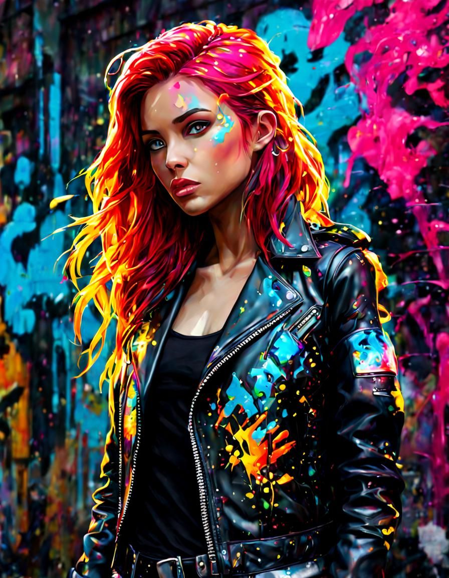 Cyberpunk Sunset Shimmer Graffiti Splash Art