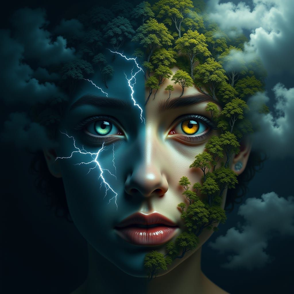 Storm and Serenity: A Surreal Portrait