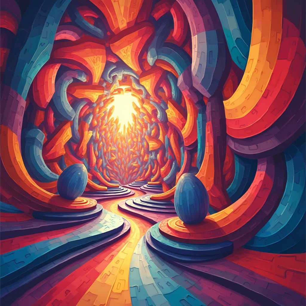 Vibrant, Abstract Geometric Forms in Kaleidoscope Colors