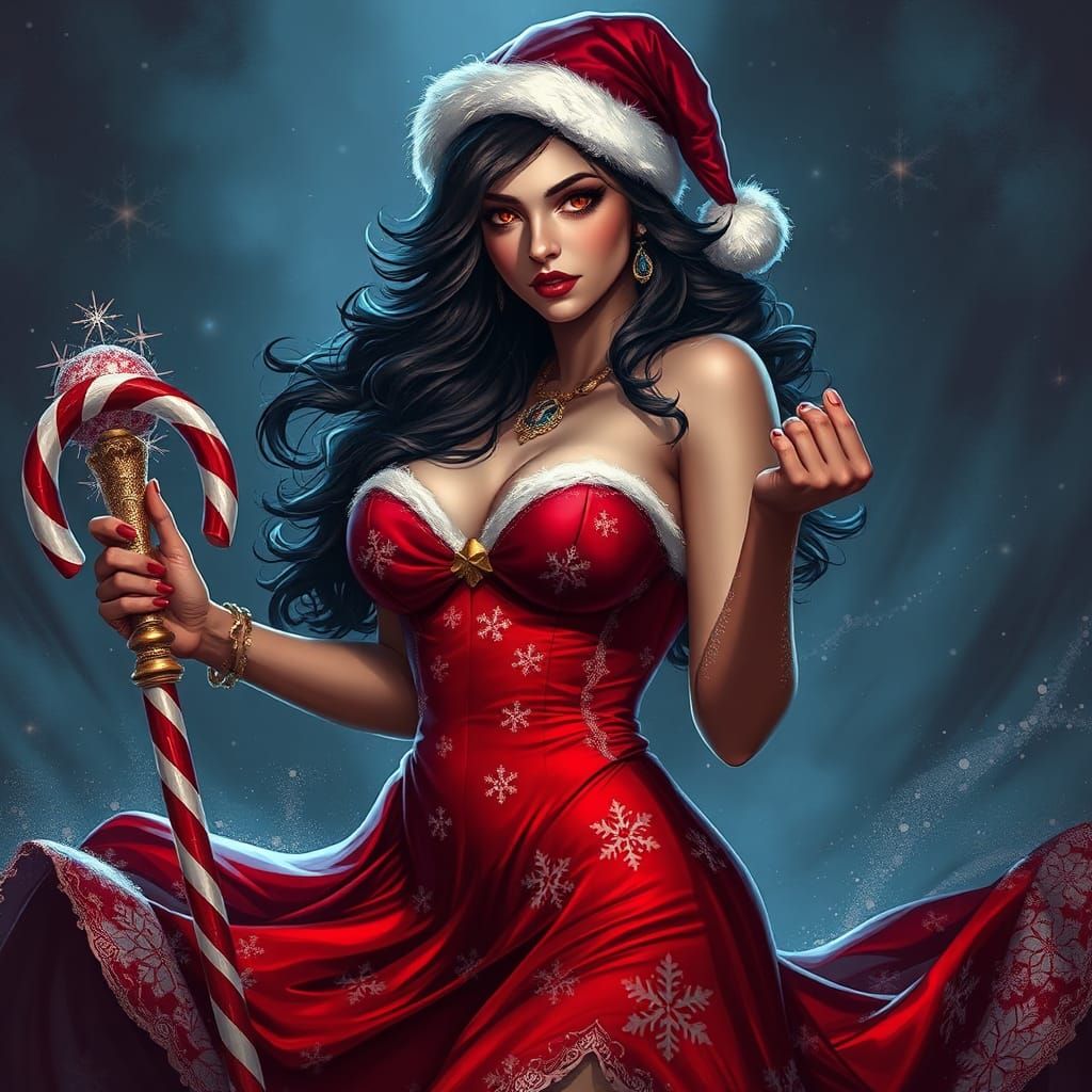 Temptress in Christmas outfit.
Fat black queen in Christmas ...