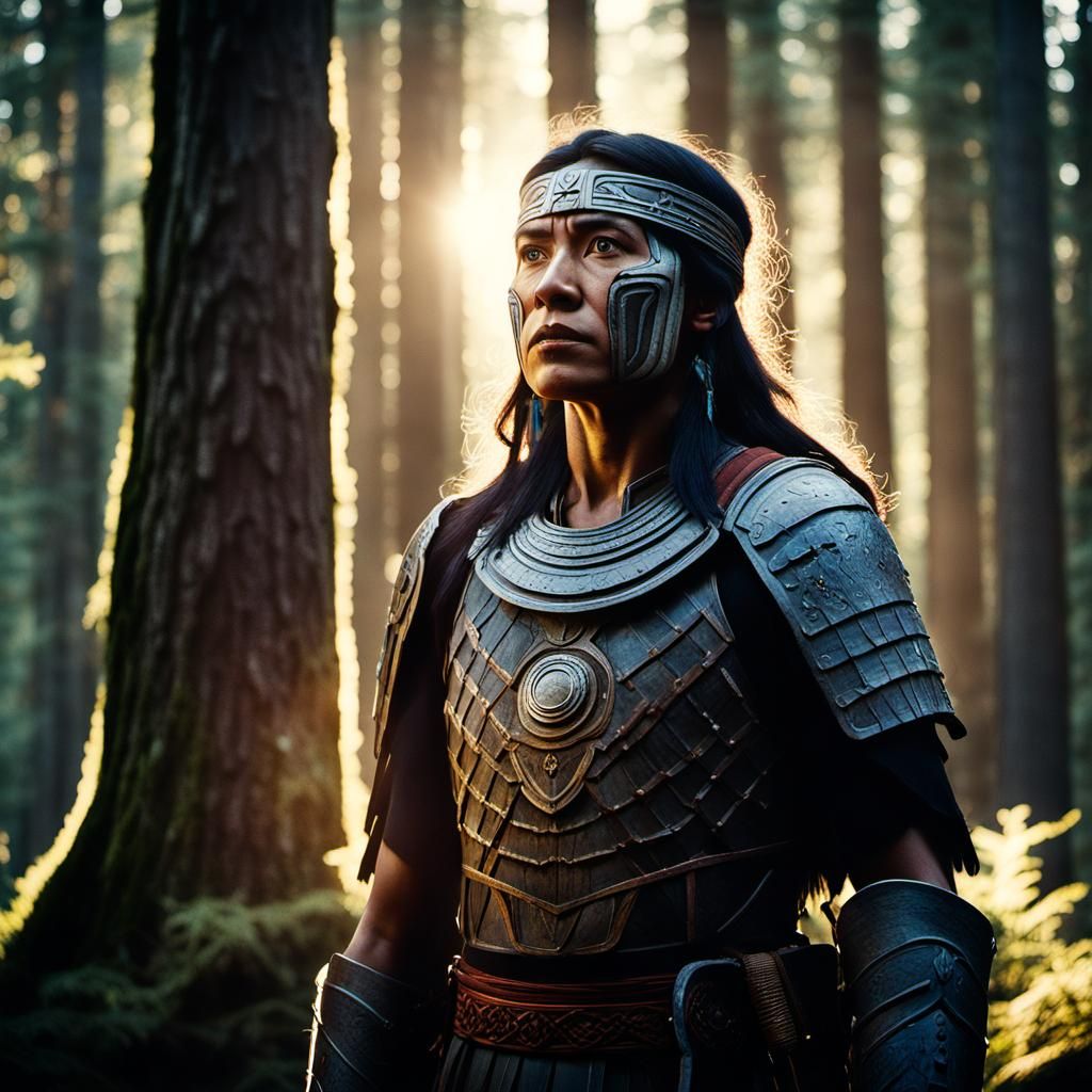 Haida Warrior in Ancient Cedar Forest