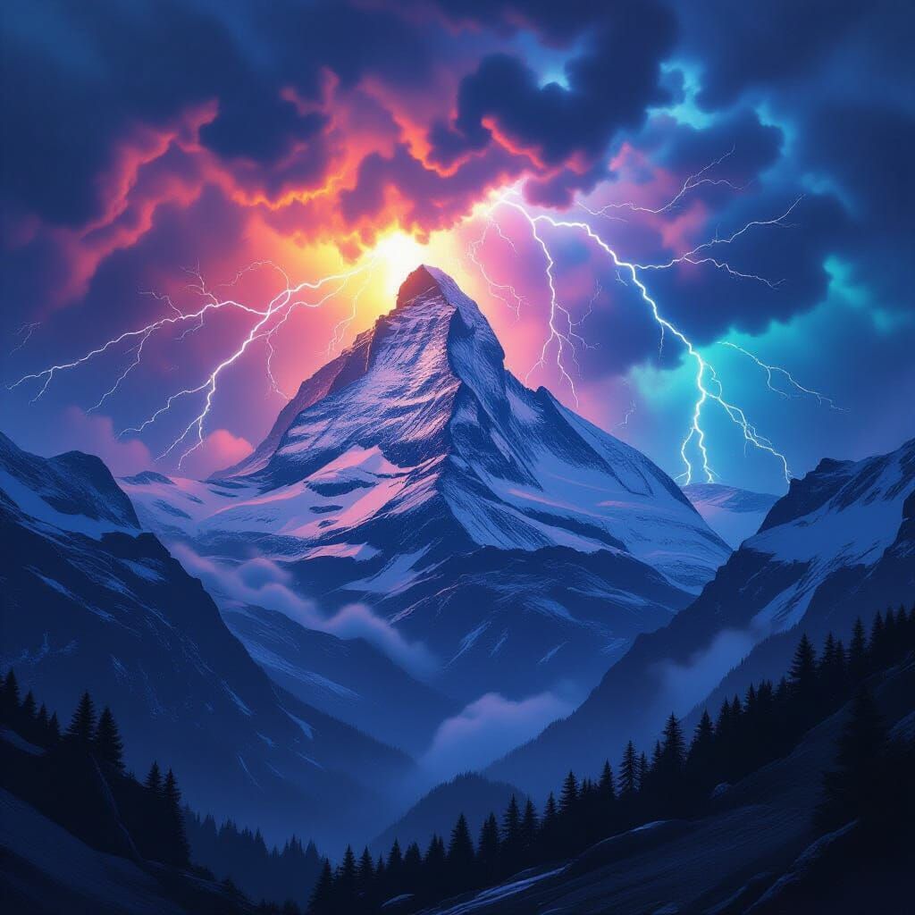 Alpine Thunderstorm and Landslide in Stalenhag Style