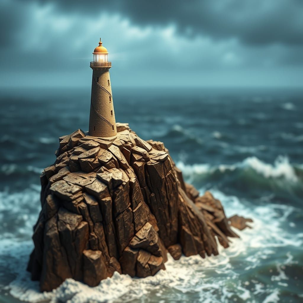 Lighthouse on Stormy Cliff: Fantasy Concept Art