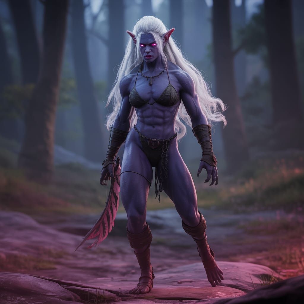 Epic Drow Warrior in Dark Fantasy Style