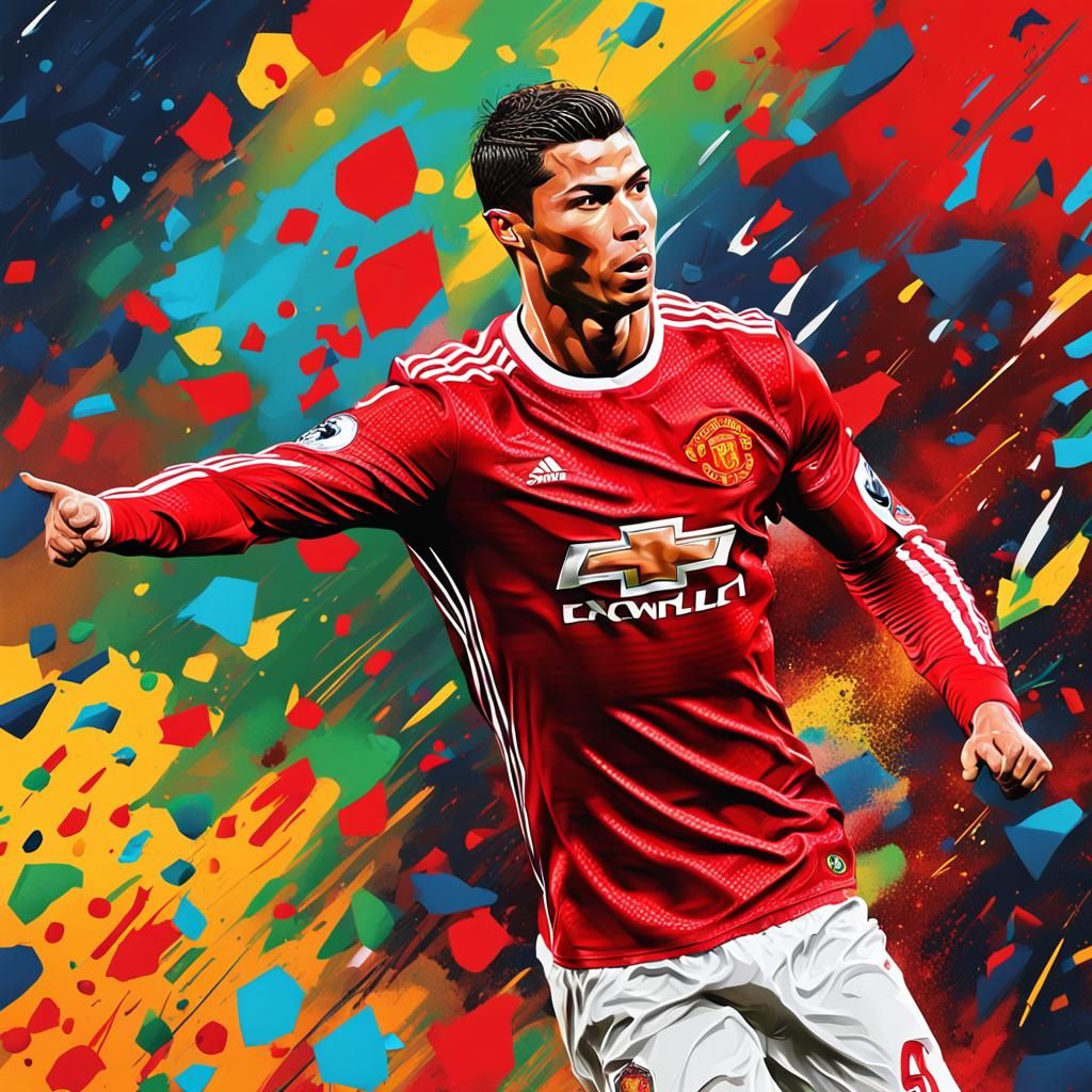 Cristiano Ronaldo Manchester United: Hyperrealistic Splash A...