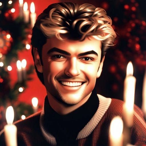 1986, young George Michael starring in the music video for the song "Last Christmas"