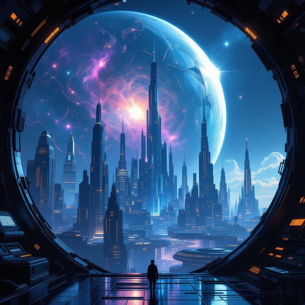 Cortexia: The AI Planet. A visually stunning digital paintin...