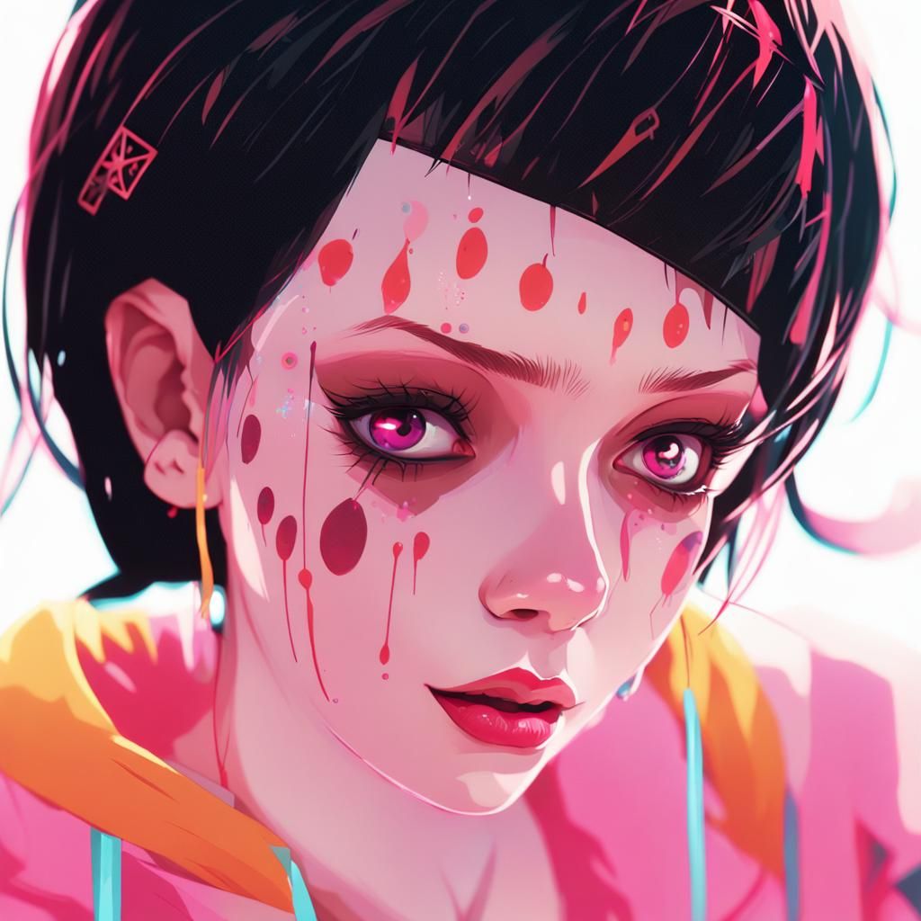 Creepy Clown Girl in Cyberpunk Streetwear, Kyoto Animation