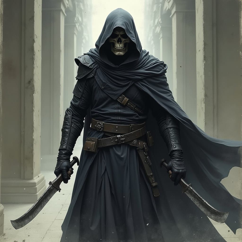 Gritty Skull Mask Hero with Blades