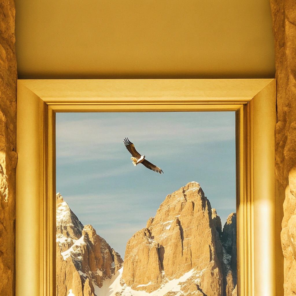Majestic Eagle Soaring Over Rocky Mountains