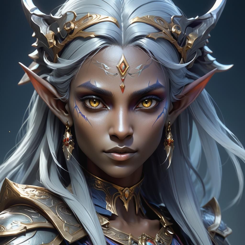 Detailed Portrait of Dark Elf Maiden
