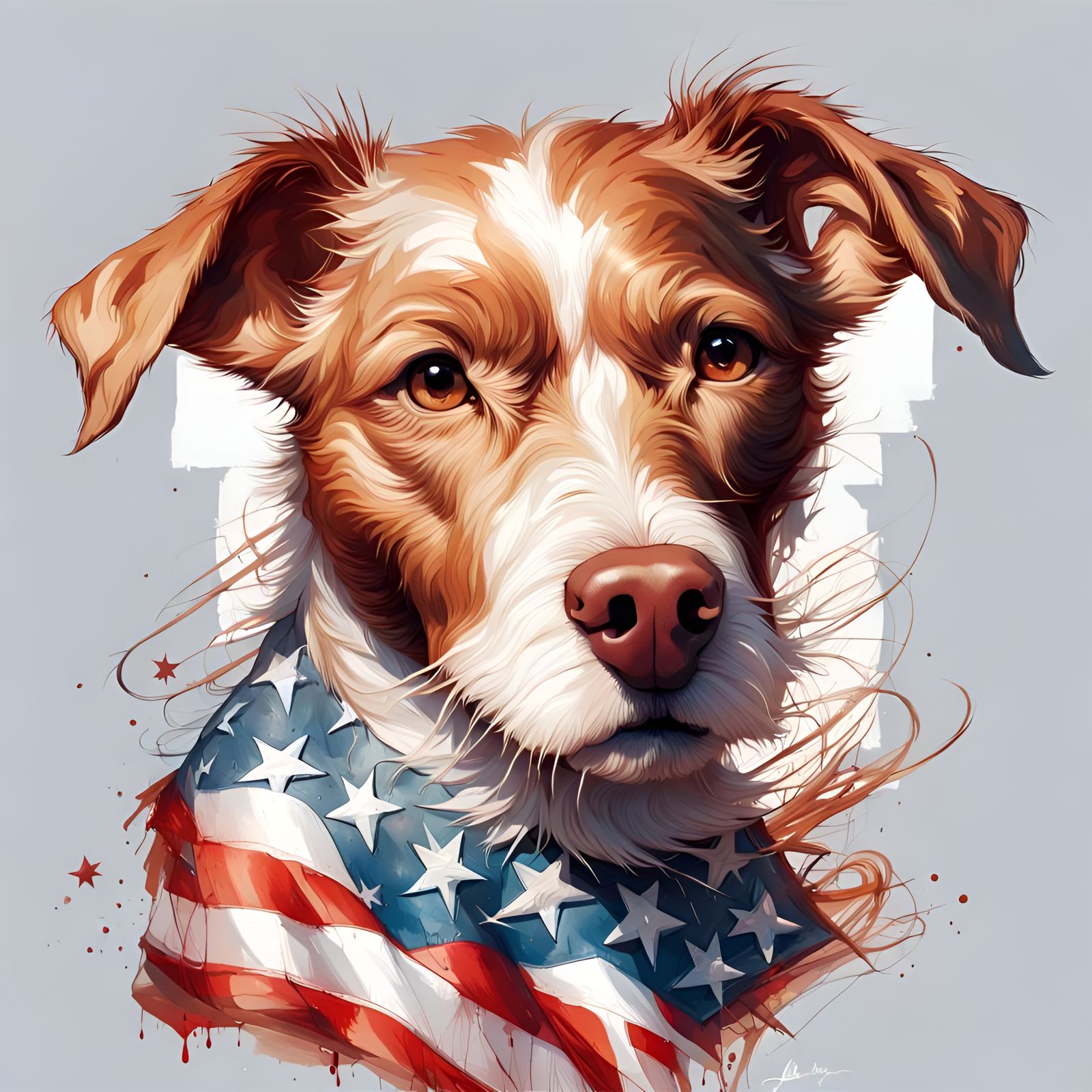 Patriotic Dog Portrait in Digital Illustration