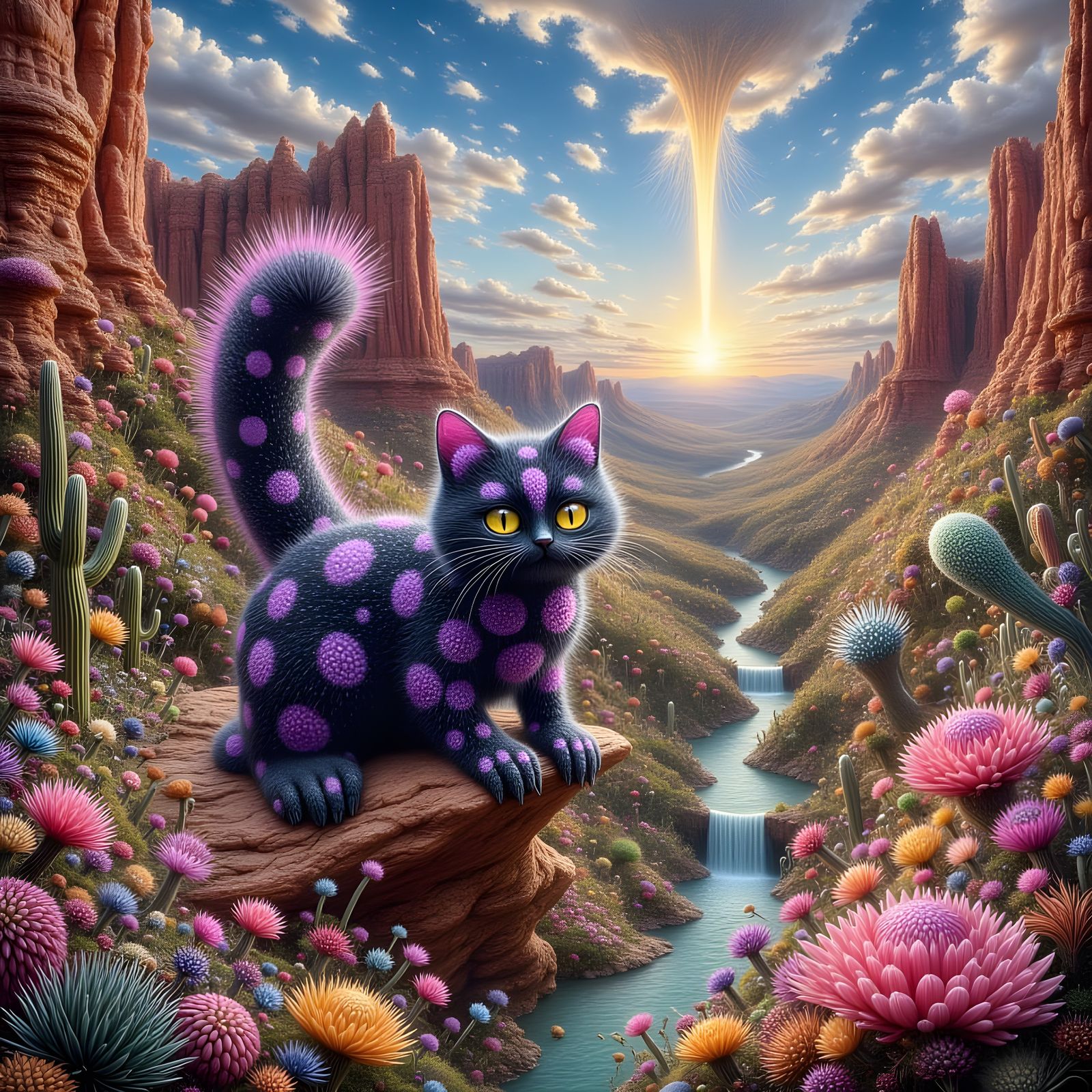 Surreal Spotted Cat-Lizard in Sedona Desert Landscape