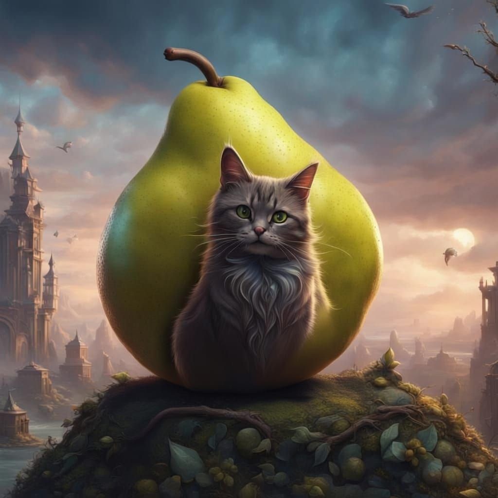 Fantastical Pear-Cat Hybrid in Deep Color