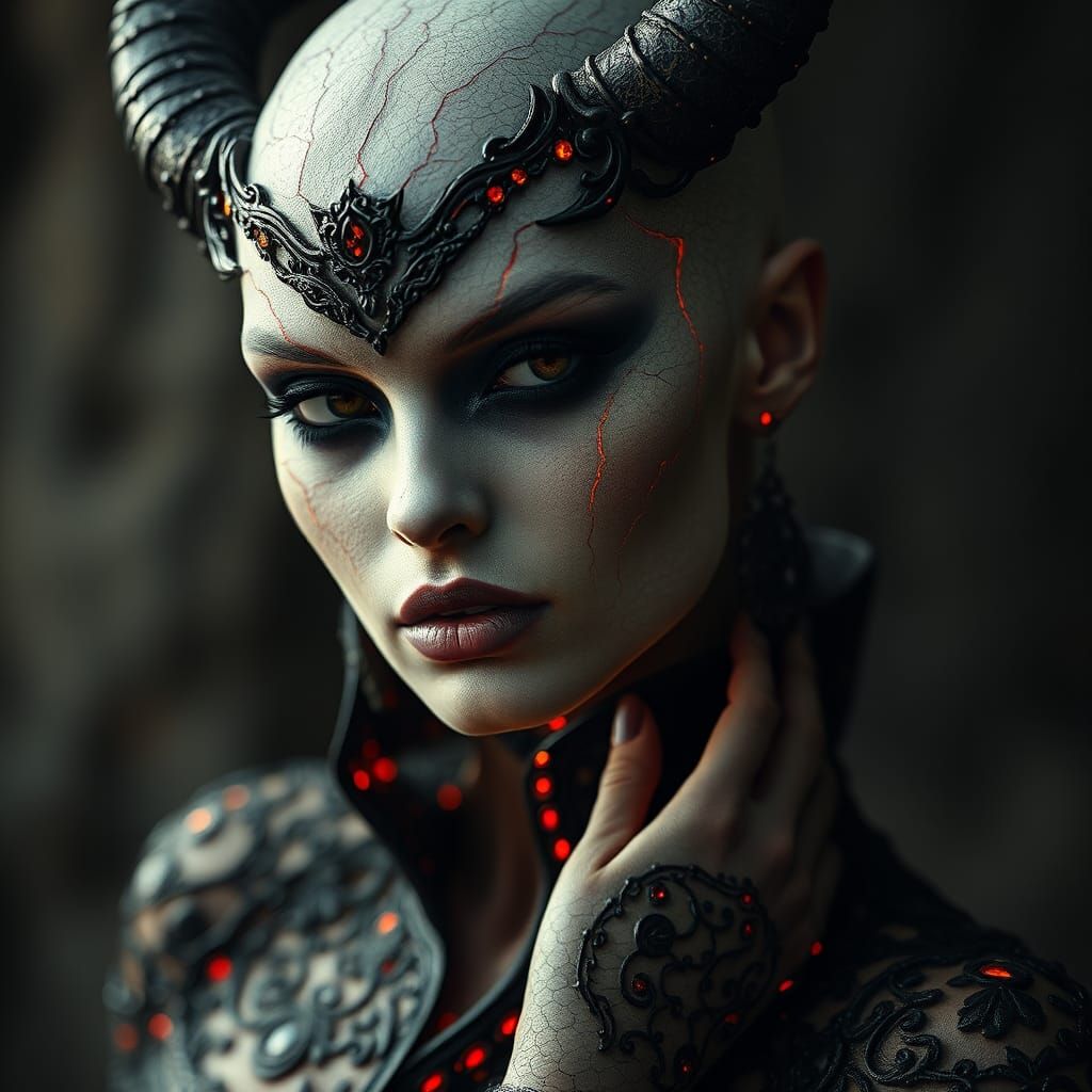 Elegant Daemon Cosplay in Dark Fantasy Style