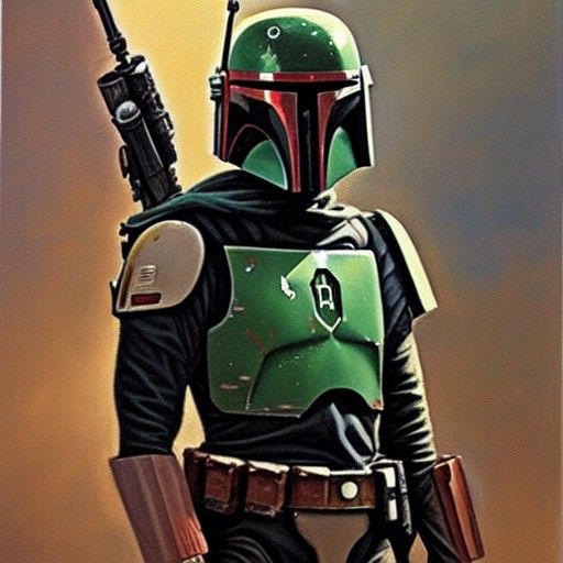 Boba Fett as Oil Painting by James Gurney