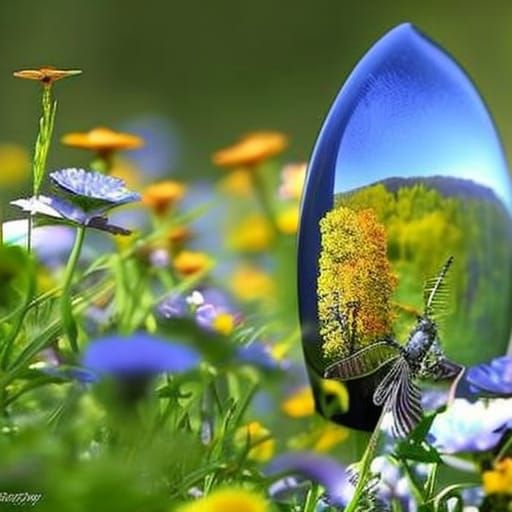 Skull among Wildflowers: Hyperrealistic Portrait