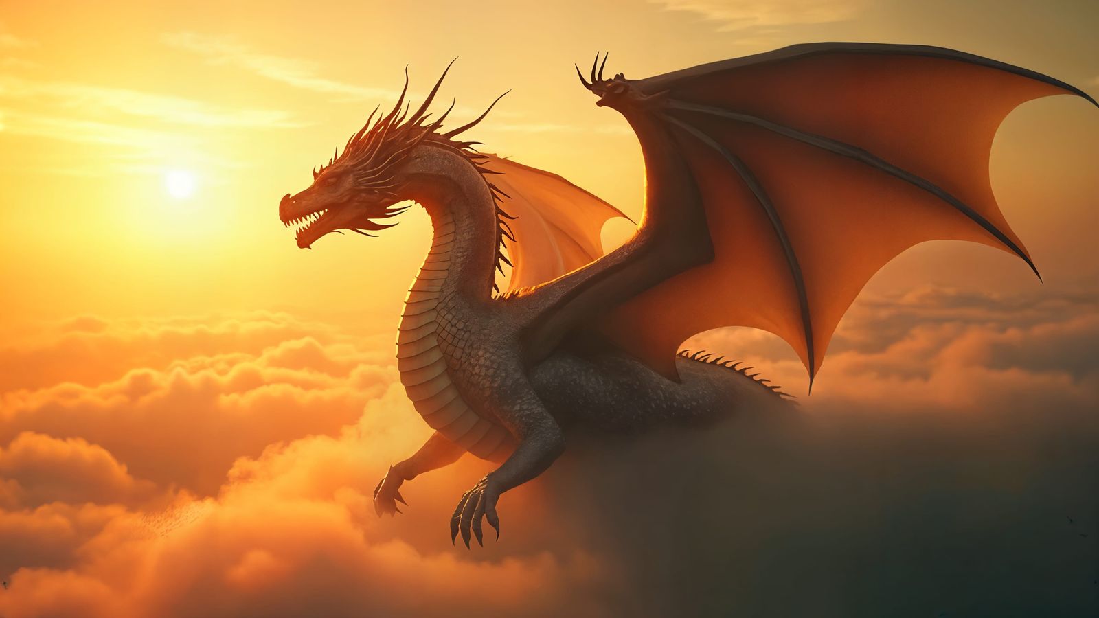 Epic Dragon Soaring Through Fire