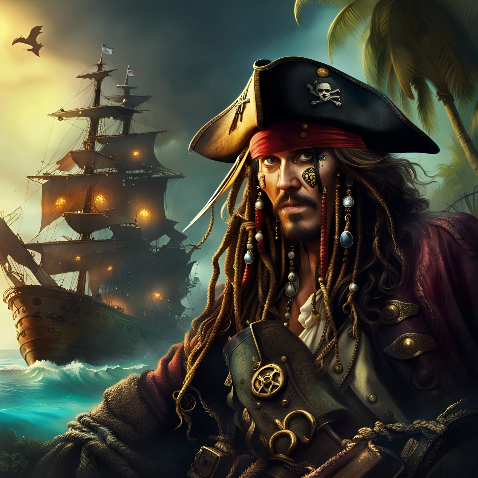 Pirates Seek Treasure on a Caribbean Island