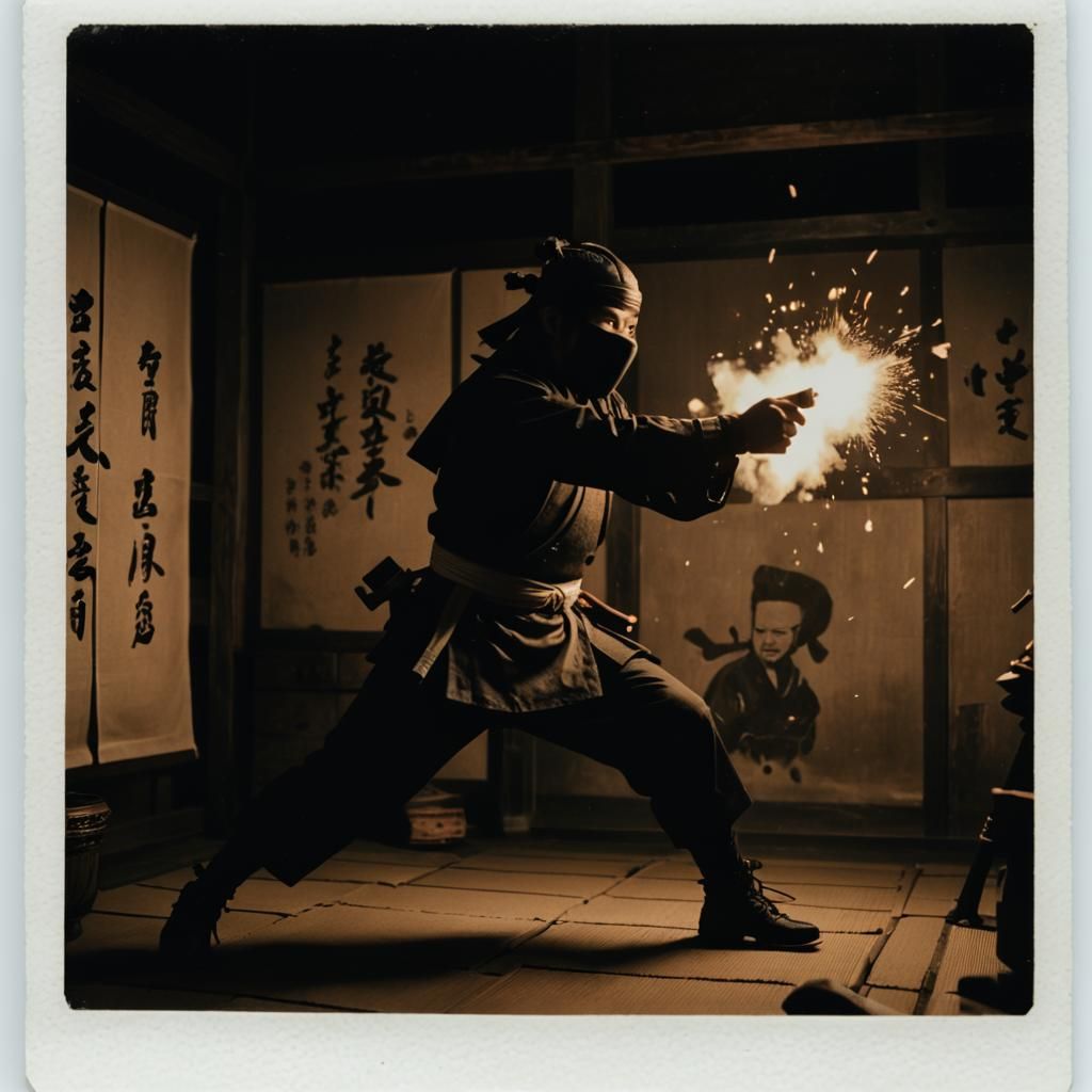 Ninja vs Samurai: Polaroid in Paper Room