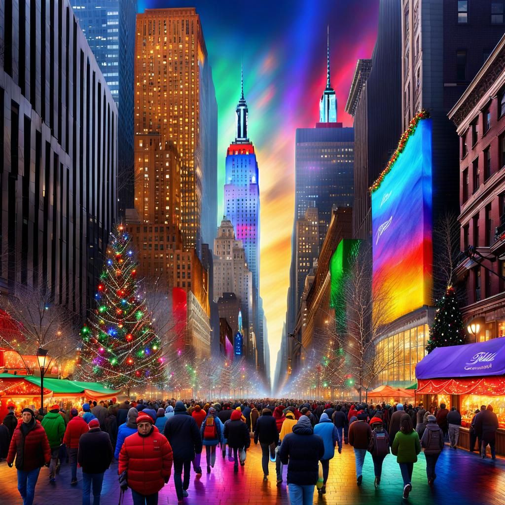 Vibrant Christmas in Downtown New York: Airbrush Art