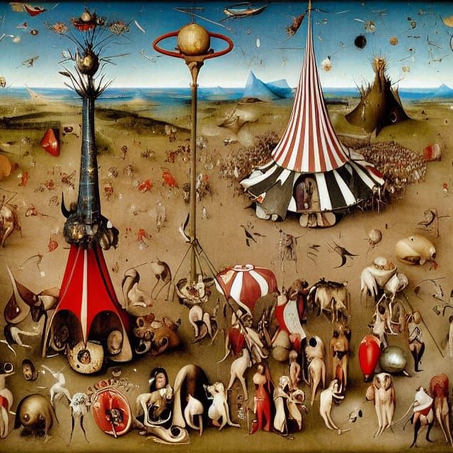 Fantastical Circus in Style of Bosch and Bruegel