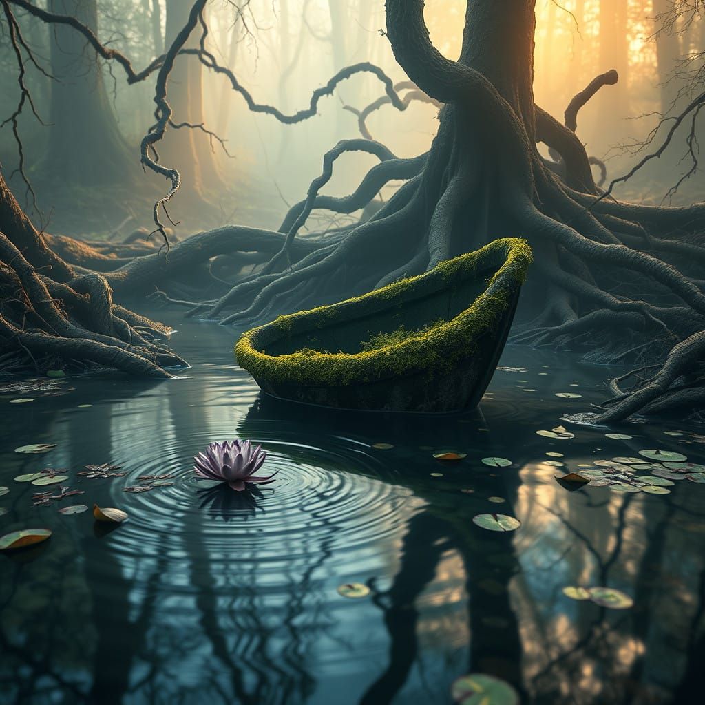 Weathered Lead Sinker in a Mystical Forest Pool