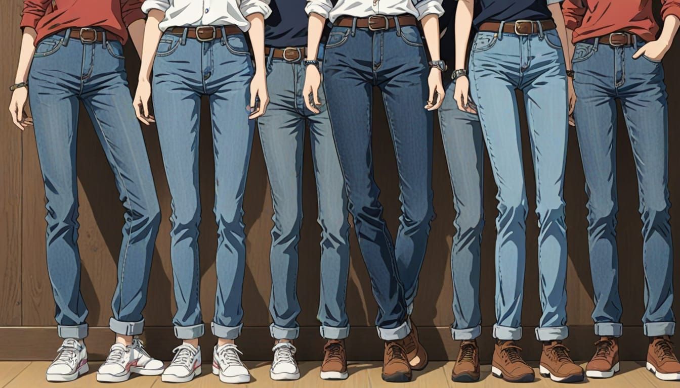 Fashionable Jeans in Cartoon Ghibli Anime Style