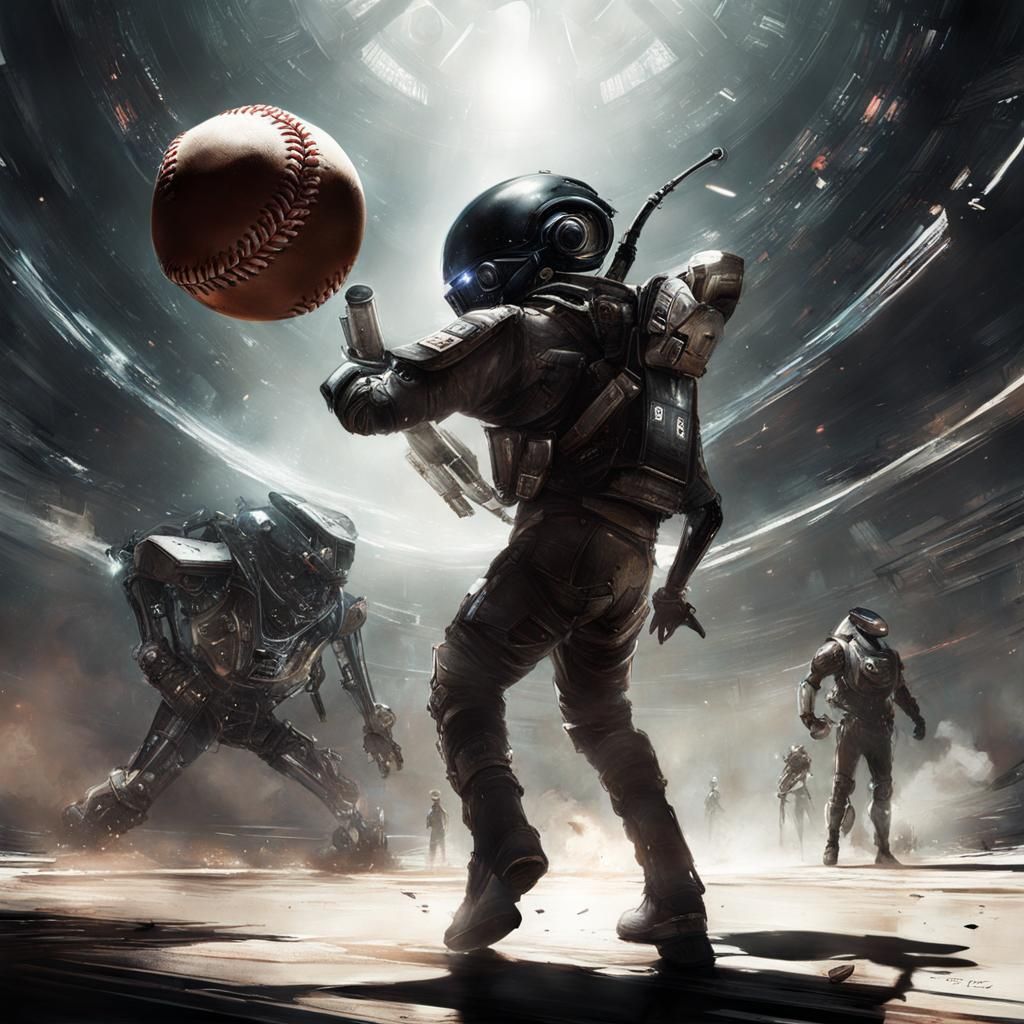 Alien Pitcher Throws to Cyborg Muppet in Nebulaepunk