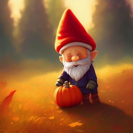 Autumn Gnome Portrait in Art Nouveau Style