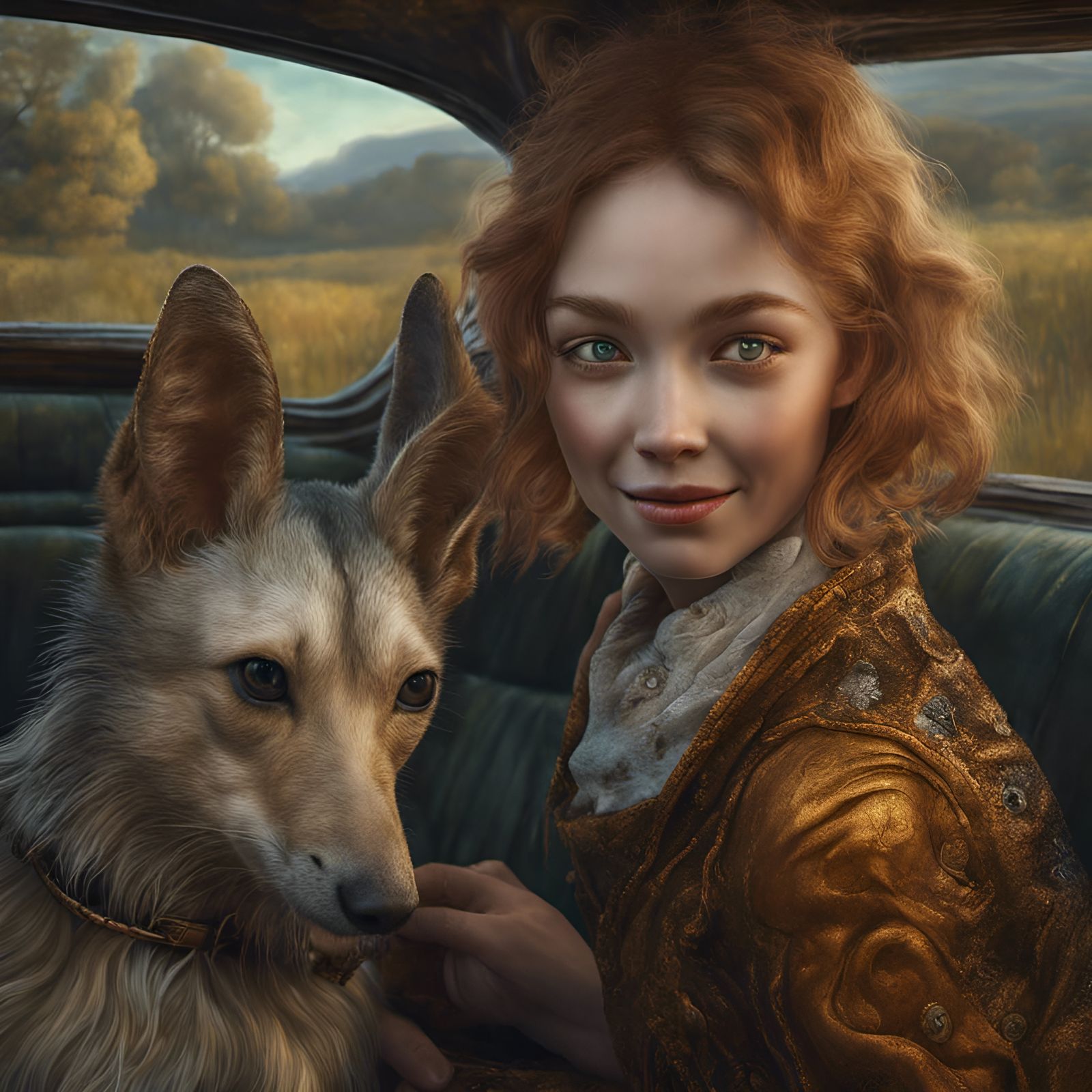 Happy Alien People and Pets in Dreamy Light