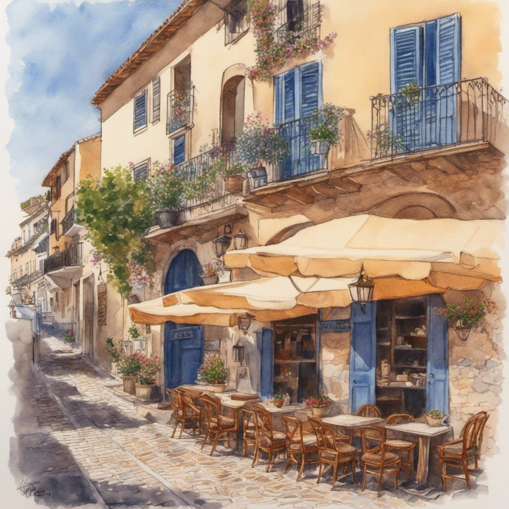 Charming Cafe in Altea, Spain as Splash Art