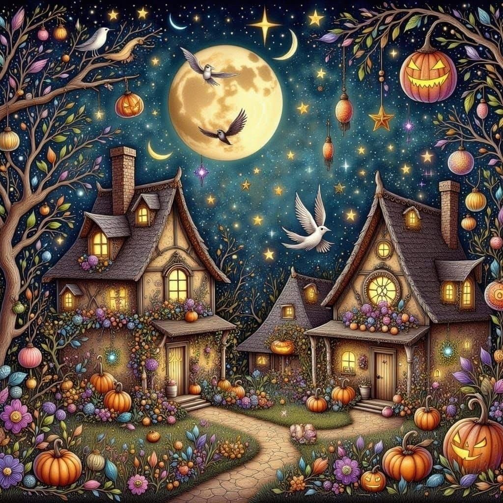 Magical Halloween Village in Enchanting Forest