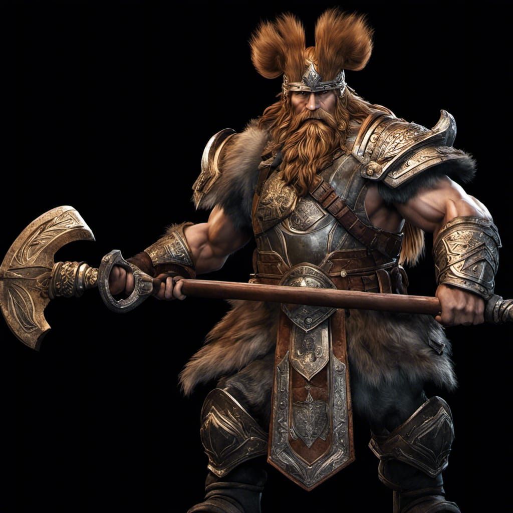 Hyperdetailed Dwarven Warrior with Great Maul Hammer