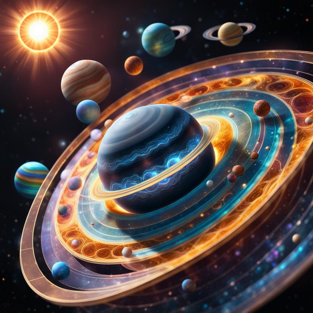 Holographic Solar System Diorama in Astral Style