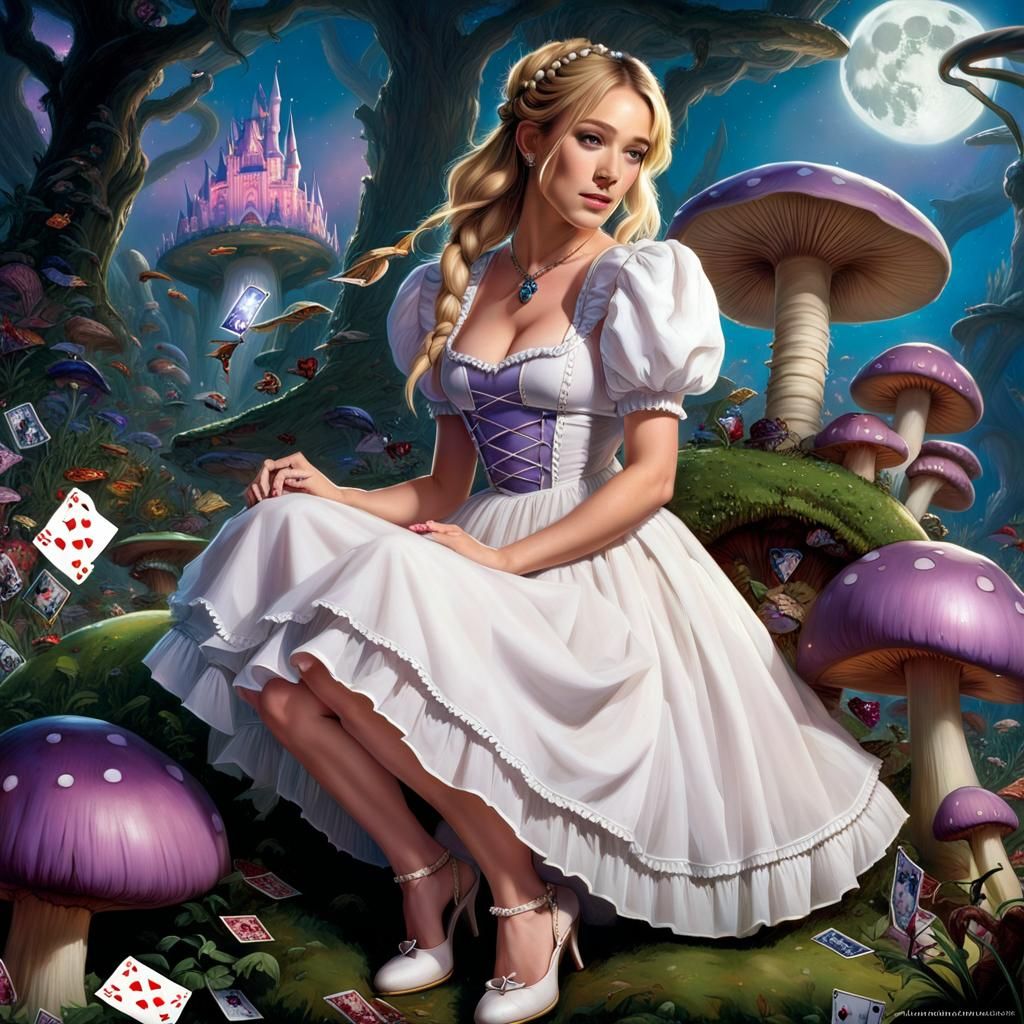 Alice in Wonderland with Centipede, Ethereal Fantasy Art