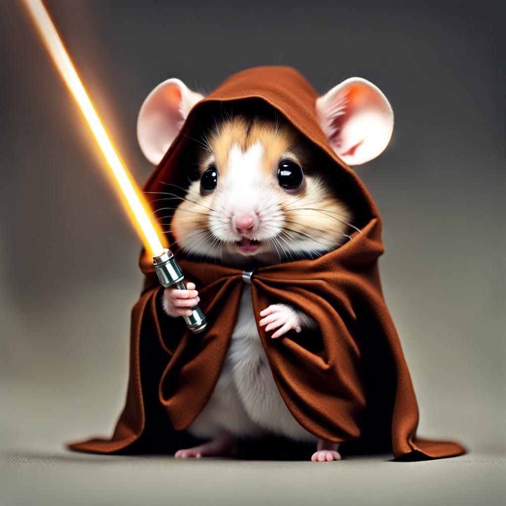 Hamster Jedi: Adorable Baby Warrior with Lightsaber
