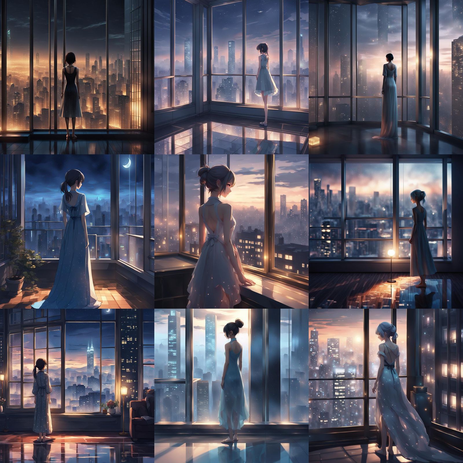 Anime Woman in High Rise Building, 3D Render