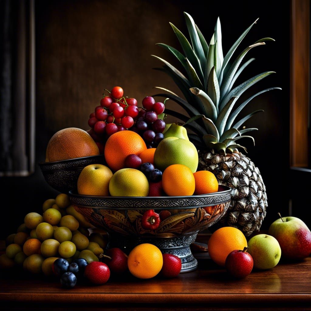 Hyperrealistic Fruit Bowl Still Life in HDR
