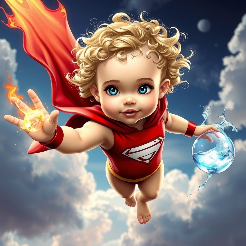 Girl Superhero Soars Through the Sky with Incredible Power