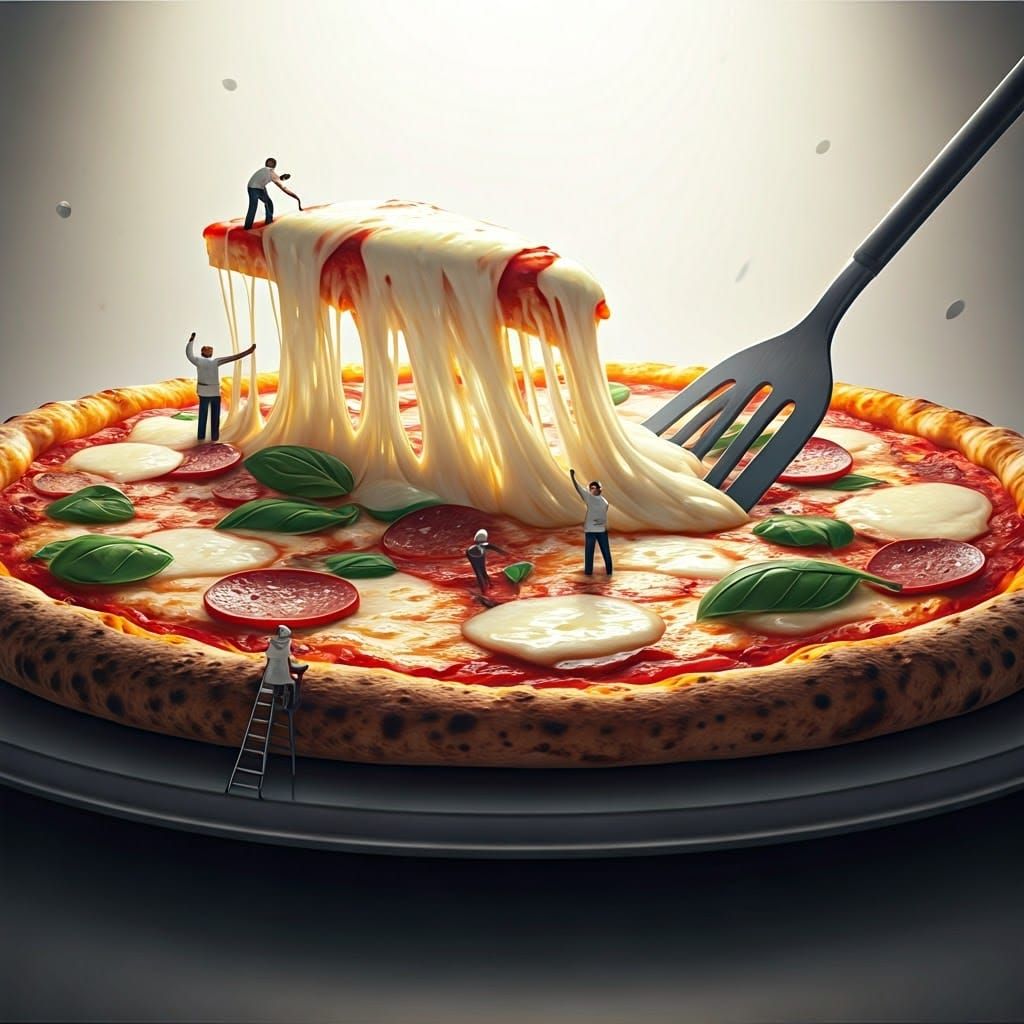 Gargantuan Pizza Masterpiece in Hyper-Realistic Detail