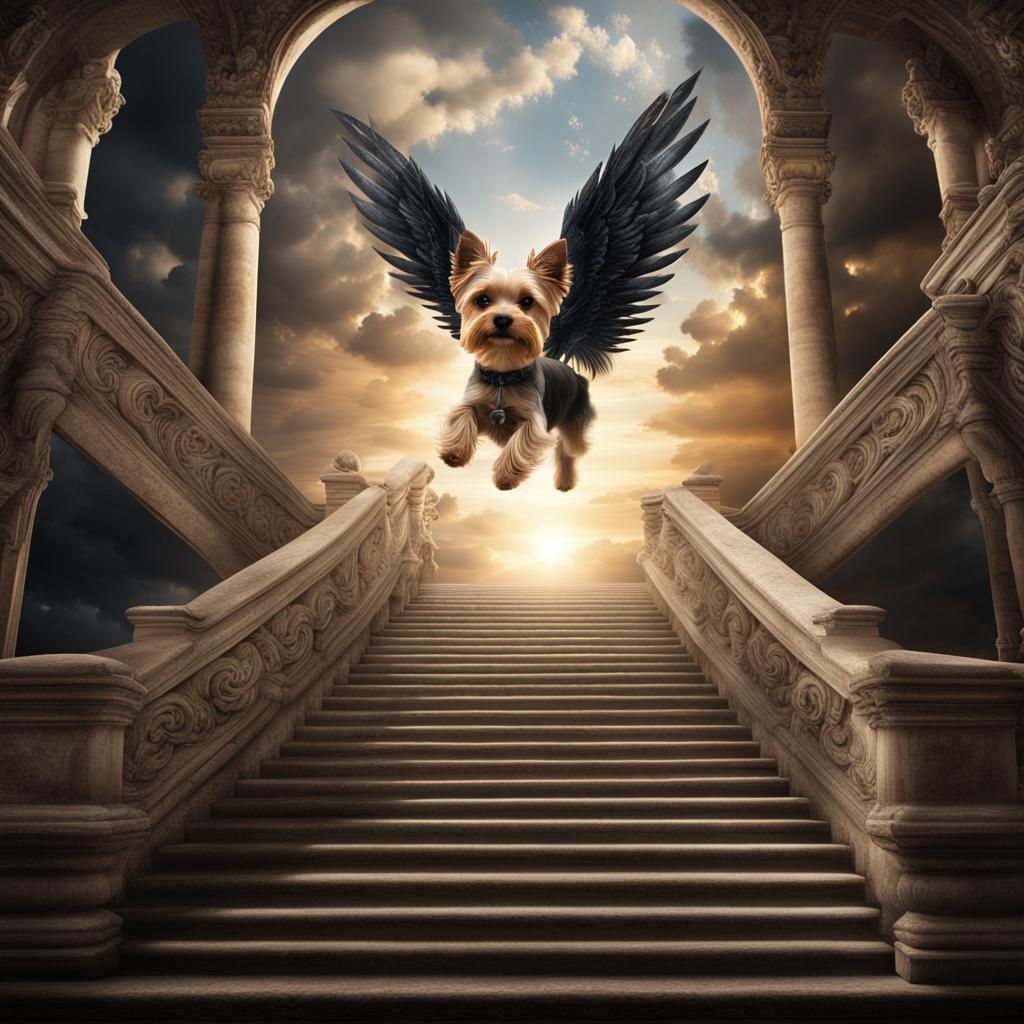 Yorkshire Terrier Ascending to Heaven: Digital Painting