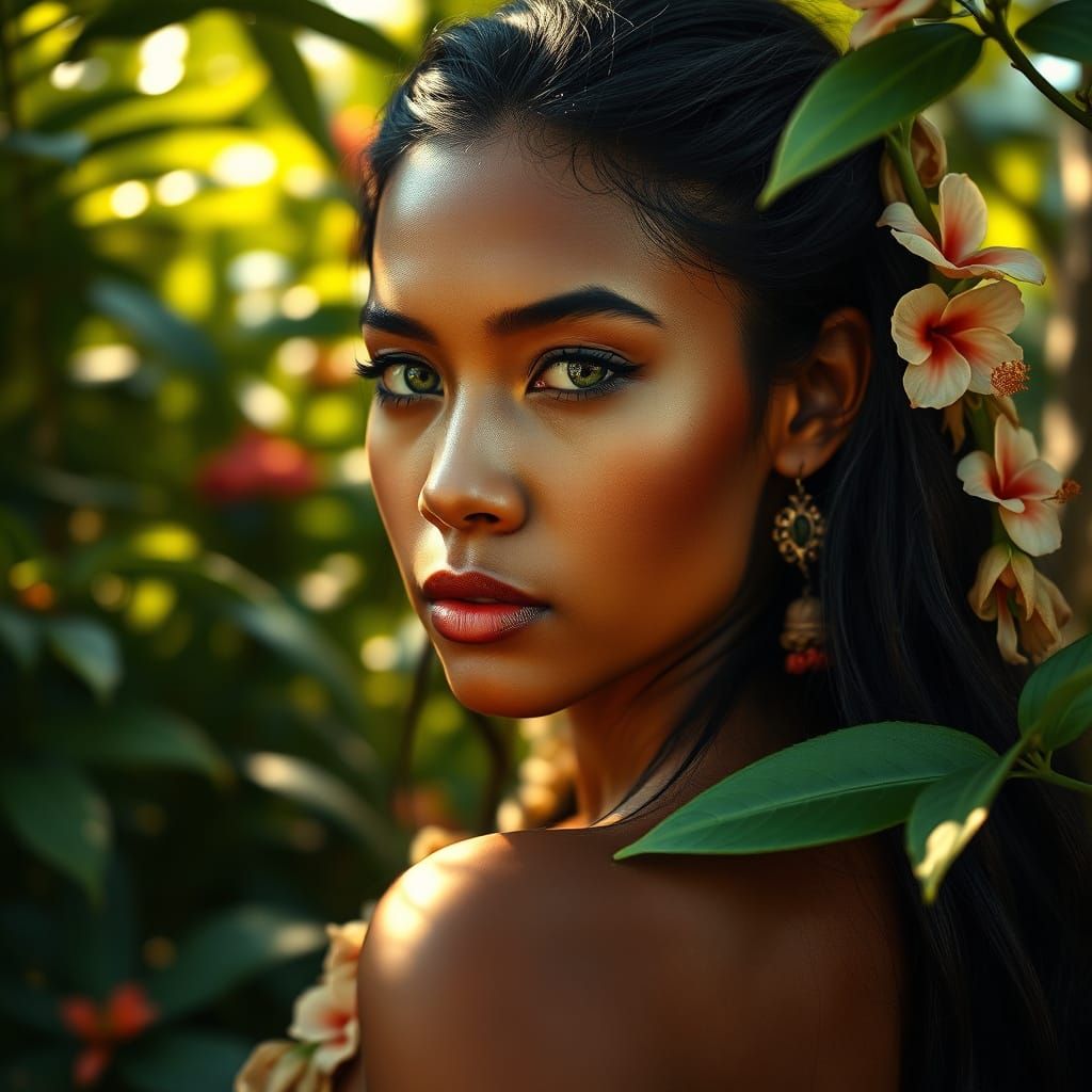 Polynesian Goddess in Tropical Serenity