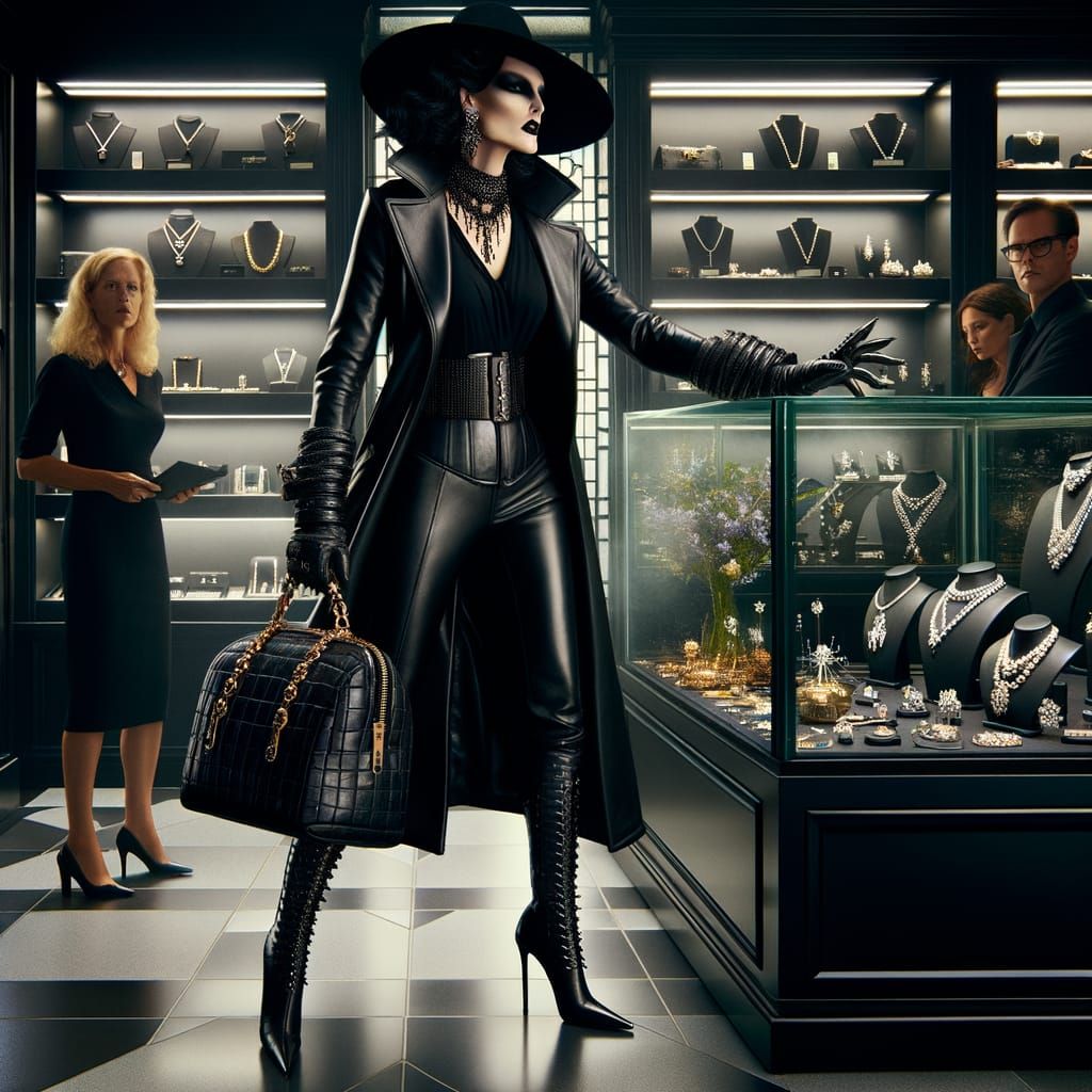Sultry Dark Fantasy Witch Robs Upscale Jewellery Store