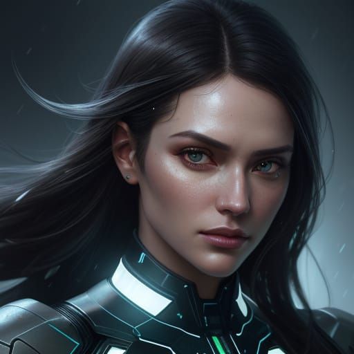 Hyperrealistic Android Woman Portrait in Concept Art Style
