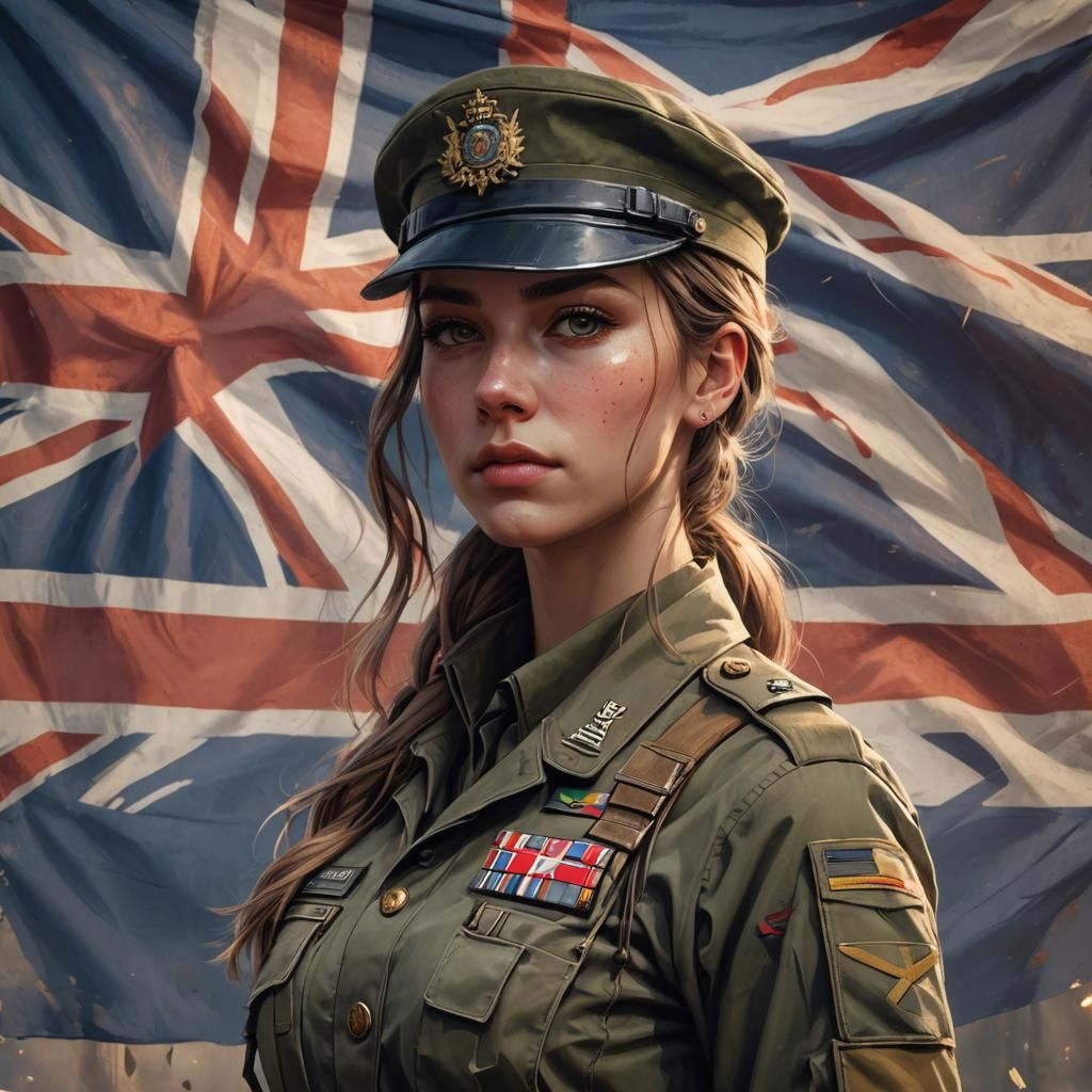 British Army Uniform Portrait in Hyperdetailed Style