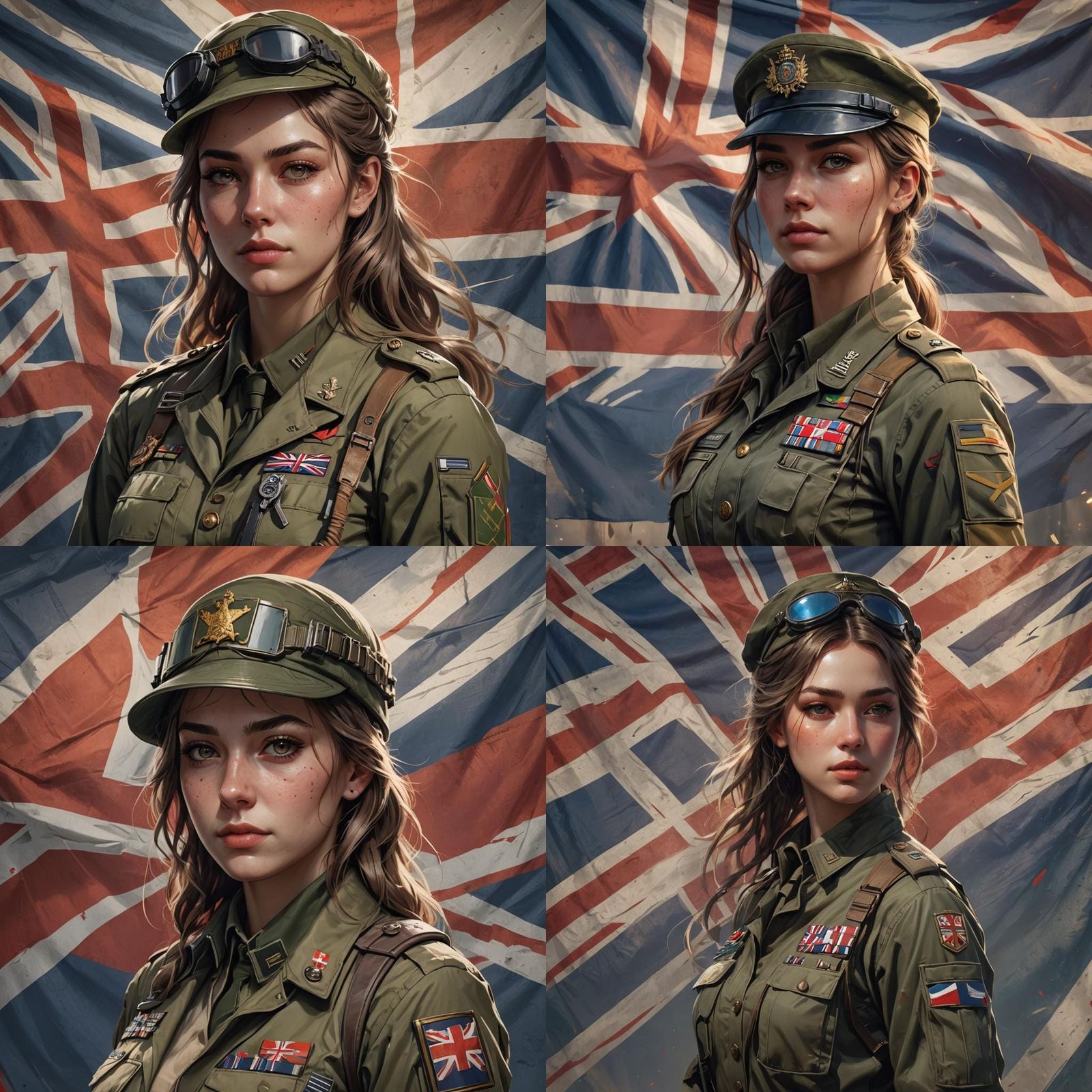 Girl in UK Army Uniform, Digital Art Portrait